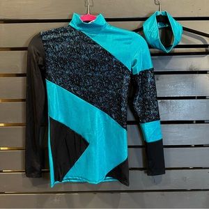 Teal long sleeve sparkly tunic XS adult